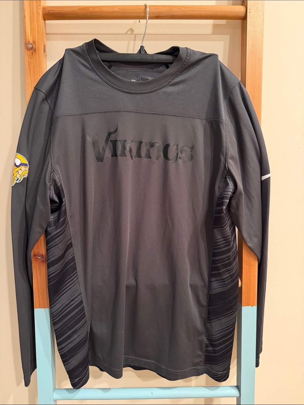 adidas Minnesota Vikings Black Long Sleeve Jersey